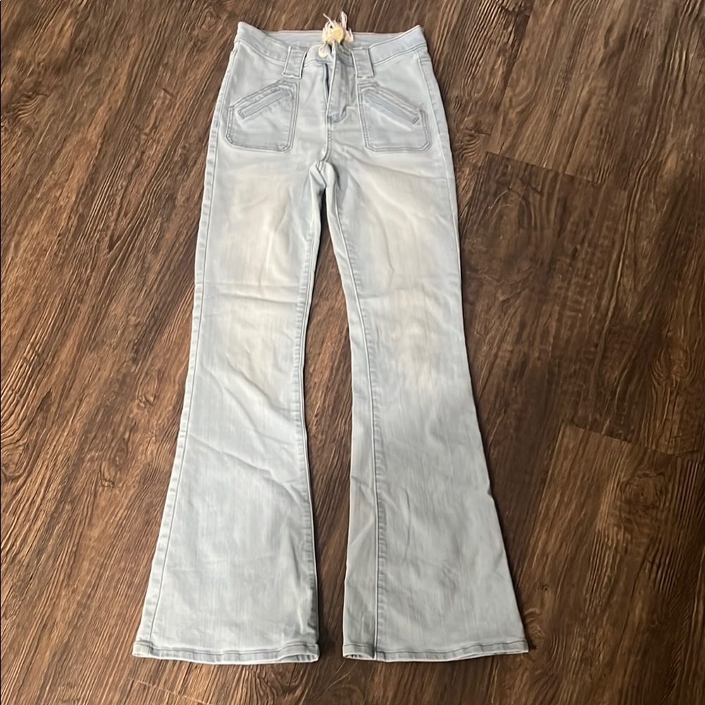 Altar'd State Blue Flare Wide Leg Jeans